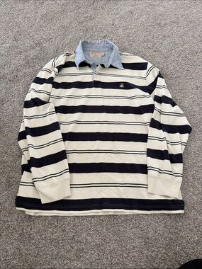 Brooks Brothers Men’s Classic Stripe Rugby Shirt - Cream & Navy XL